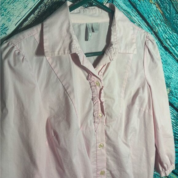 Light Pink Button-Up Blouse - Picture 1 of 4